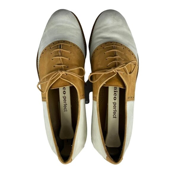 Aldo Bruè Men's‎ Tan White Leather Wingtip Oxford Shoes Size 7 - Picture 6 of 12